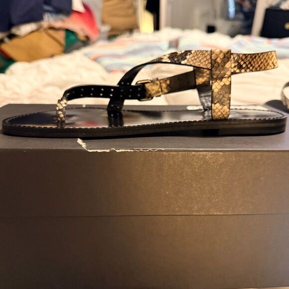 NIB The Kooples Women's Python Sandals in Perforated Leather size 39 - Picture 3 of 12